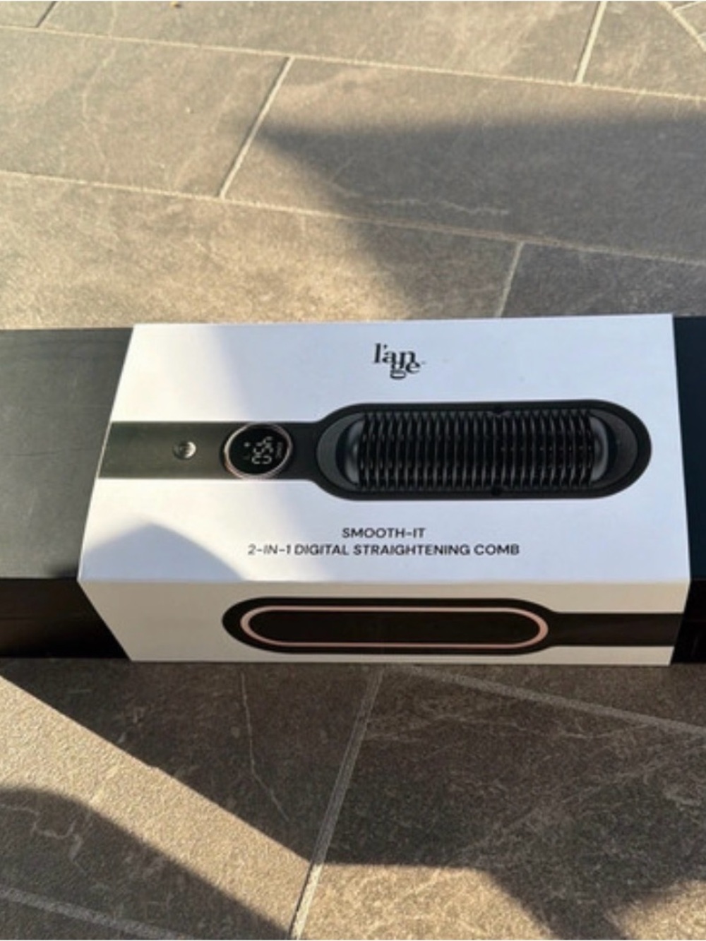 Lange Smooth-It 2-in-1 Digital Straightening Comb — Black with Rose Gold Accents